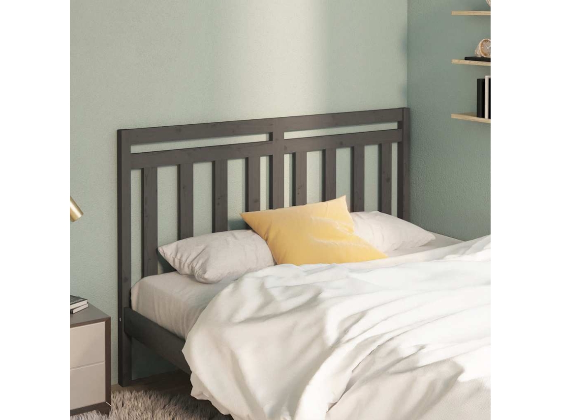 Vidaxl Cabeceira De Cama 141x4x100 Cm Pinho Maciço Cinzento