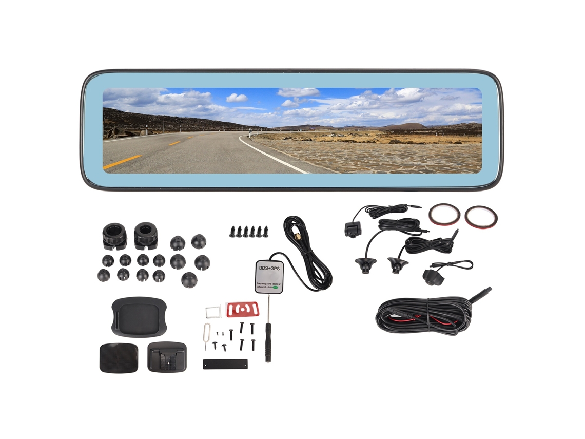Espelho Retrovisor Inteligente Carro Lcd 11.26" Câmera Hd 360°