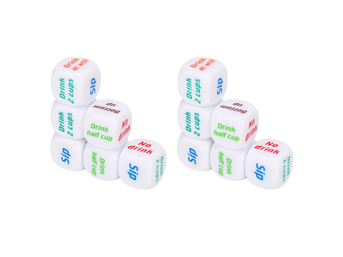 12pcs Dados De Pedido De Vinho Em Inglês Brancos Props De Dados Plásticos Brinquedo Para Bar Festa Em Casa