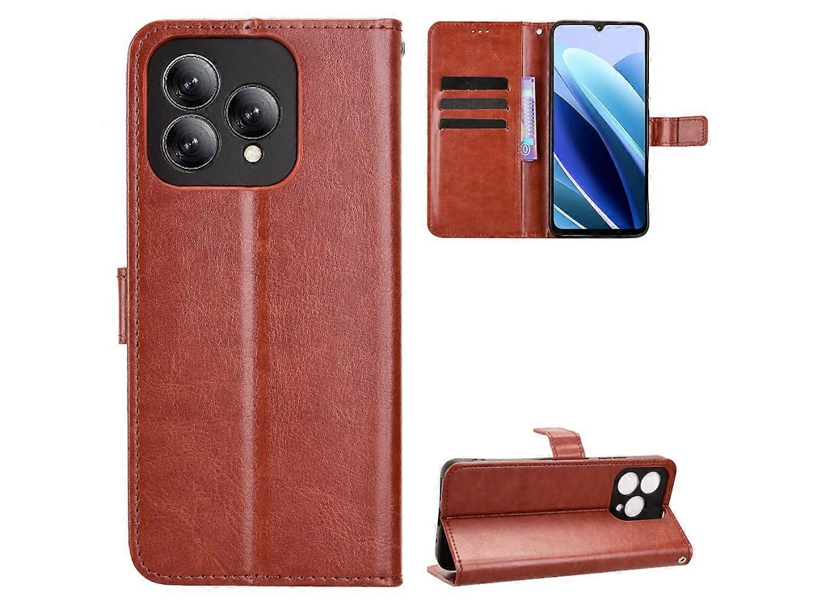 Capa De Couro Sintético Tkdaddy Para Cubot A40 Com Alça E Textura Crazy Horse, Capa Tipo Carteira Marrom