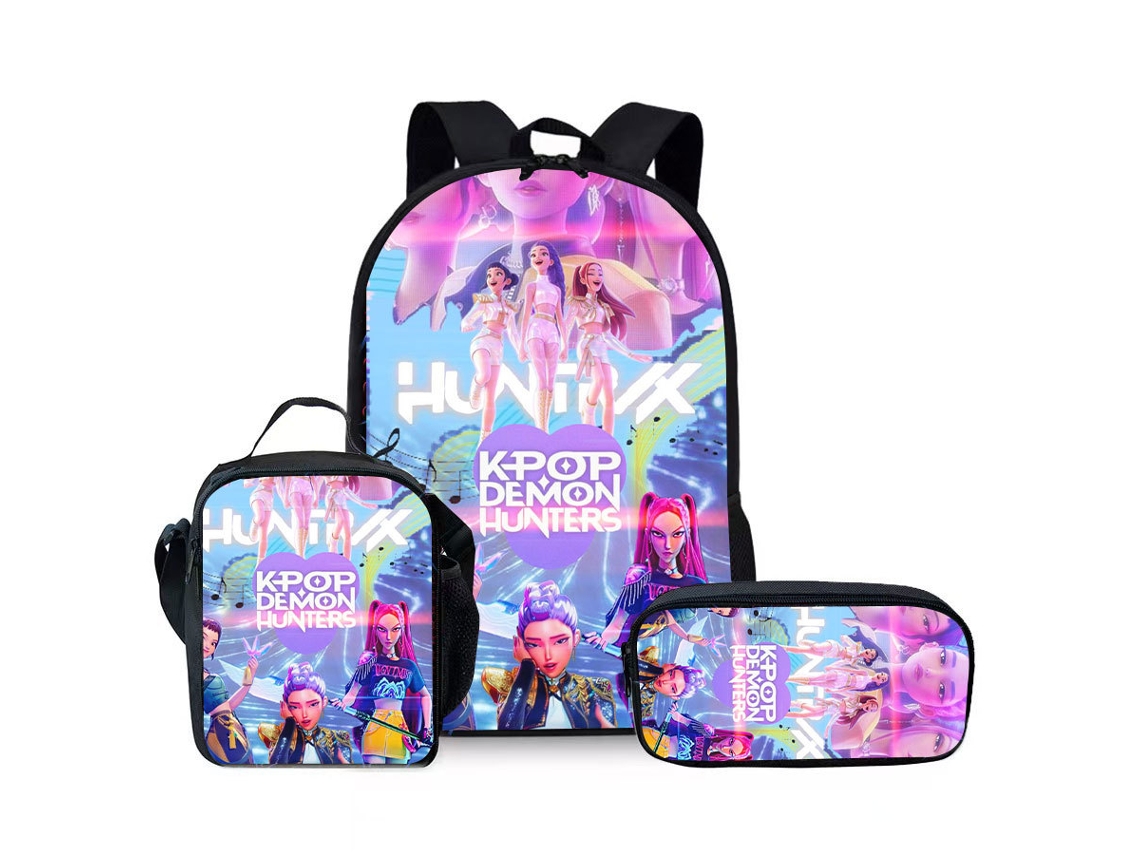Mochila Estampada Com Conjunto De Lancheira E Estojo, Impermeável, Grande Capacidade, Proteção Da Coluna E Alívio Do Estresse Estilo 2