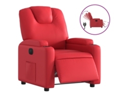 Poltrona reclinável elétrica VIDAXL couro artificial vermelho