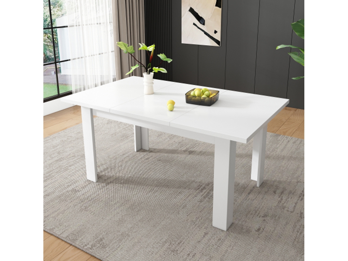 Mesa Jantar Retangular 120x70cm Com Arrumação, Moderna E Funcional, Branca - Ideal Para Café E Lazer Ideal Para Jardim Para Varanda Ao Ar Livre