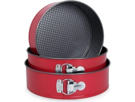 3 Moldes Vermelhos Para Bolos Bolos Bandeja De Biscoitos-Non-Stick Springform-Gep GERIMPORT