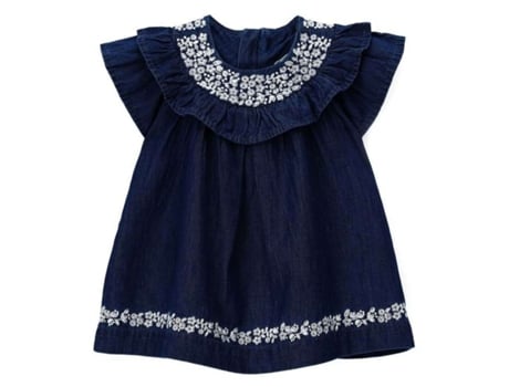 Vestido De Menina Original Marines Original Marines Bordado 100 Bawelna Azul (68 |68)