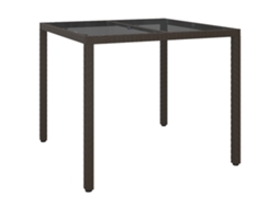 Conjunto 1 Mesas De Jardim Vidaxl Castanho Vime Pe (90 X 90 X 75 Cm)