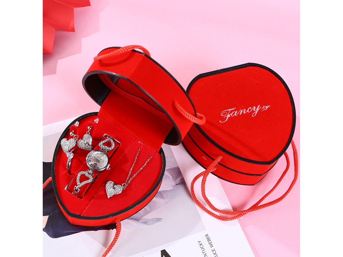 Conjunto de Presente Feminino com Relógio de Pulseira de Malha e Caixa Laranja SPQMENT