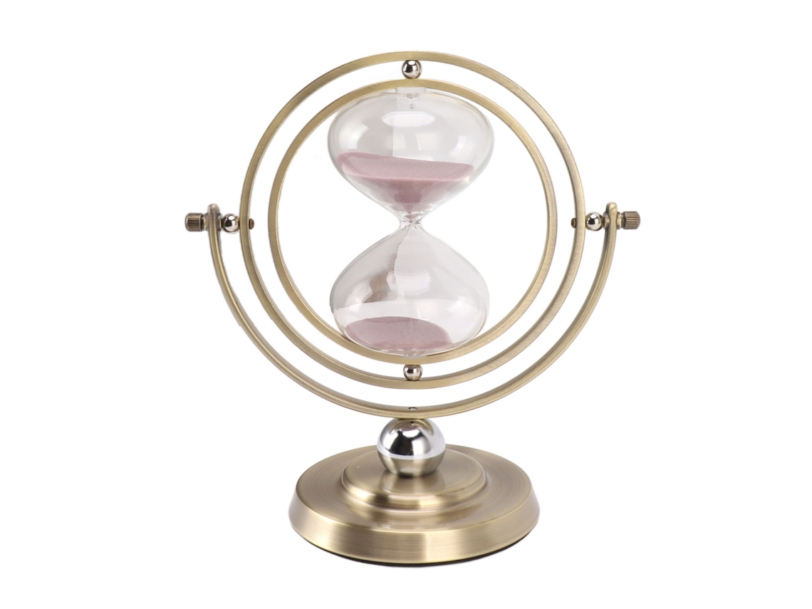 Ampulheta Global 30min Decoração Mesa Escritório Estante Vinho Material Liga De Zinco E Vidro M
