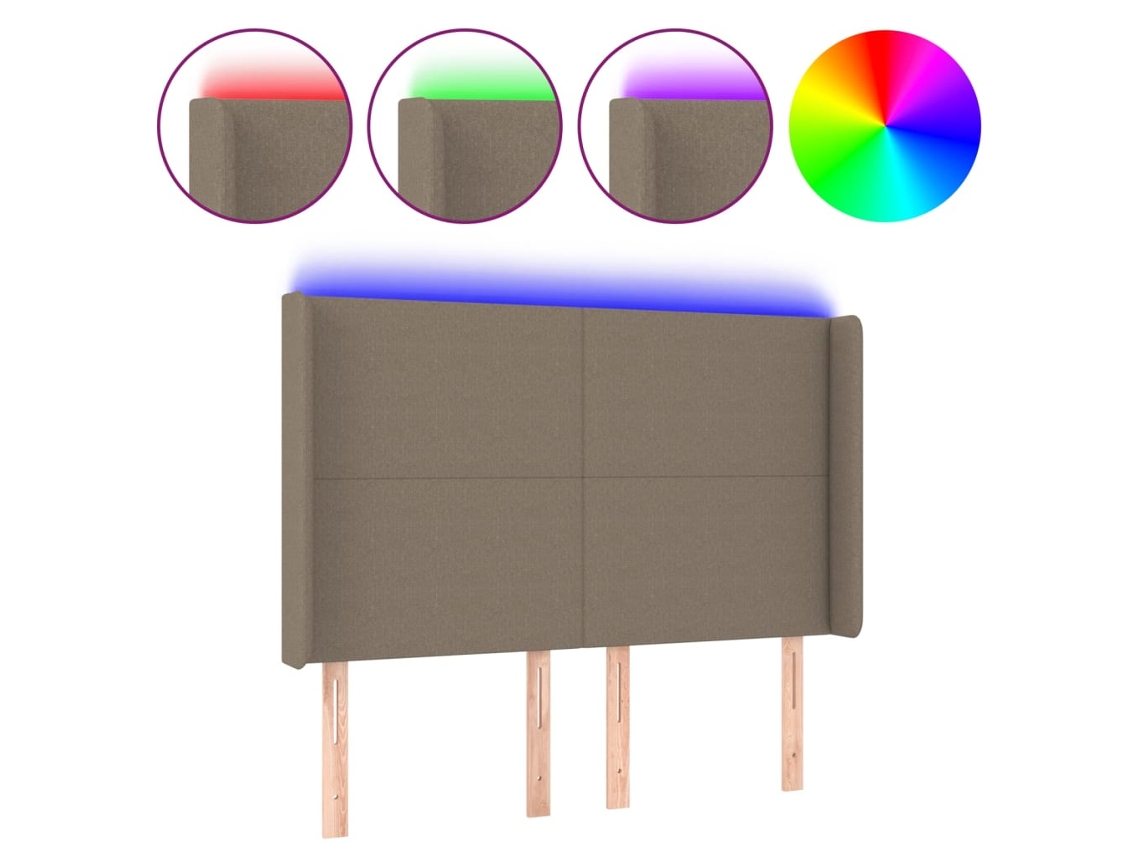 Cabeceira de Cama MAISON EXCLUSIVE com Tecido Led Cinza Acastanhado (147x16x118 cm)