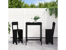 Vidaxl 3 Pcs Conjunto de Bar para Jardim Pinho Maciço Preto