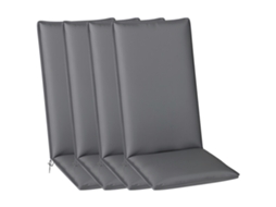 Conjunto De 4 Almofadas Para Cadeiras De Exterior Com Amarras E Alça Ajustável, Proteção Upf50+ Resistente Ao Desbotamento, 124x50x5cm, Cinza