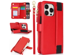 Capa Para Iphone 15 Pro Pele Sintética Vermelho