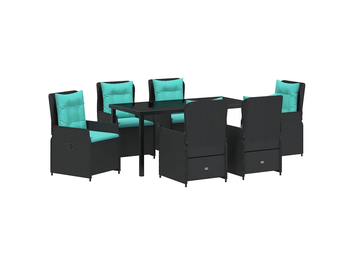 Maison Exclusive - Conjunto De Jantar Para Jardim 7 Pcs Preto Rattan Sintético