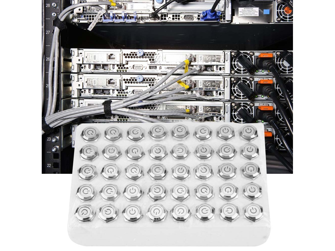 Interruptor Push button Metálico Auto reset com Led