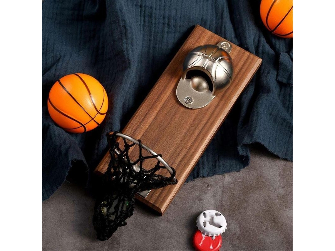 Abridor de garrafas em forma de campo de basquetebol com suporte de parede