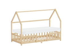 Cama Infantil Ml-design 90x200 Cm, Natural, Com Colchão E Proteção Contra Quedas