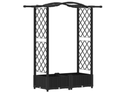 Vidaxl Cama Elevada Com Treliça E Telhado Preto 124 X 40 X 125 Cm Pp