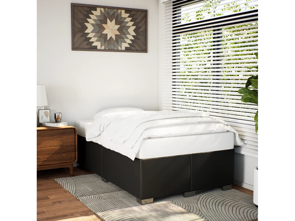 Estrutura De Cama 120x200 Cm Couro Artificial Preto