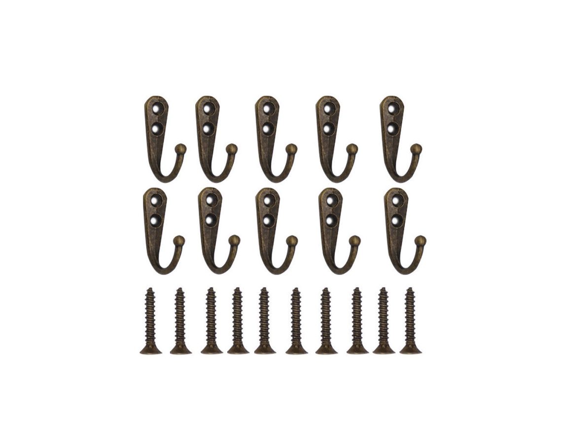 Conjunto De 10 Ganchos Simples De Bronze Para Pendurar Roupas, Casacos E Outros Itens Na Cozinha E Casa De Banho, Ganchos Leves Para Parede