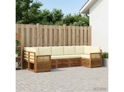 Vidaxl Conjunto De Sofás Para Exterior 6 Unid. Natural E Creme