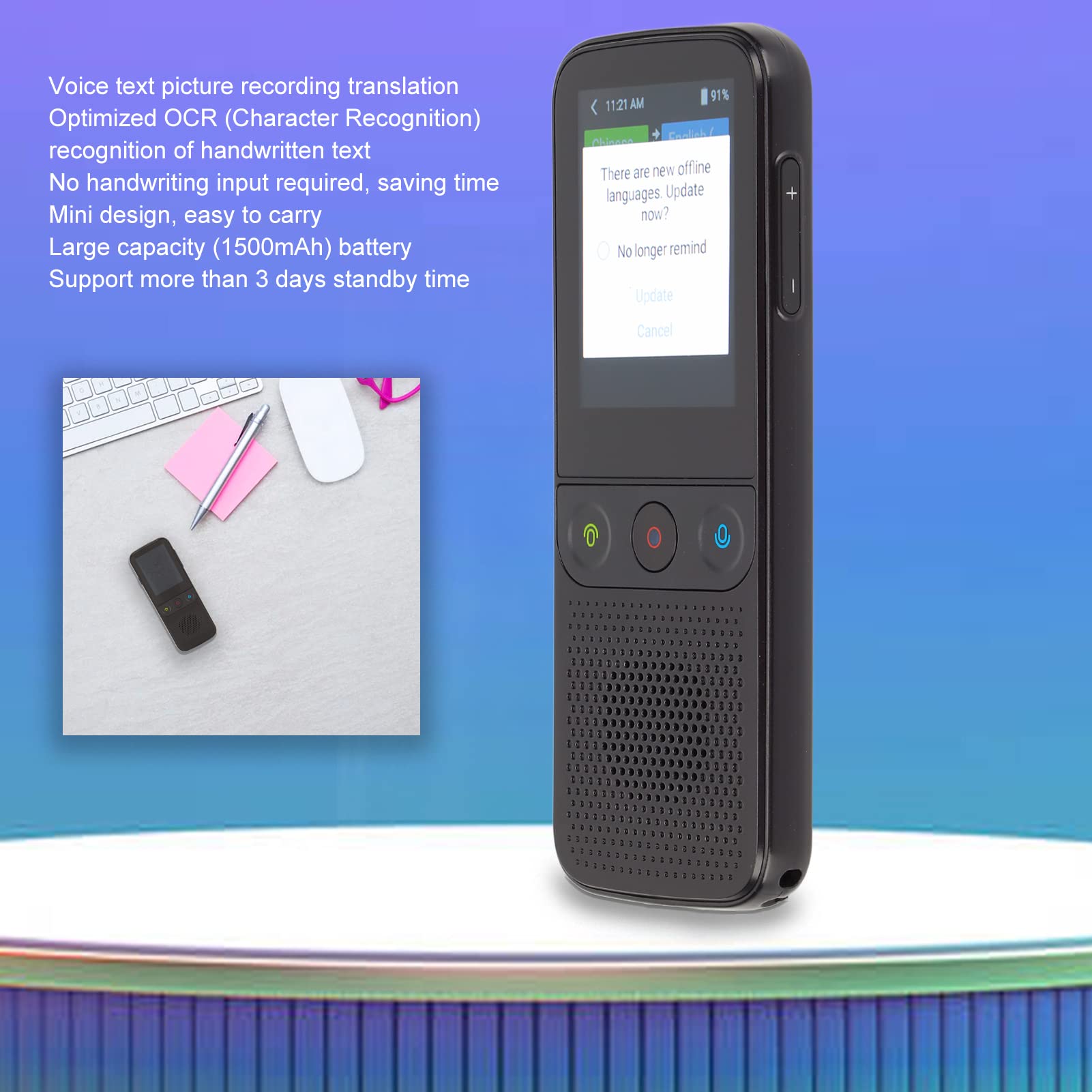 ASHATA T10 Pro Tradutor de idiomas instantâneo, dispositivo de tradução  bidirecional online offline WiFi em tempo real, leitura de fotos 138  idiomas, tradutor estrangeiro Bluetooth para compras em viagens (branco)