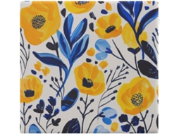 Almofada Quadrada De Espuma Viscoelástica Com Estampa Floral Amarela E Azul, Almofada Macia Para Cadeira De Varanda