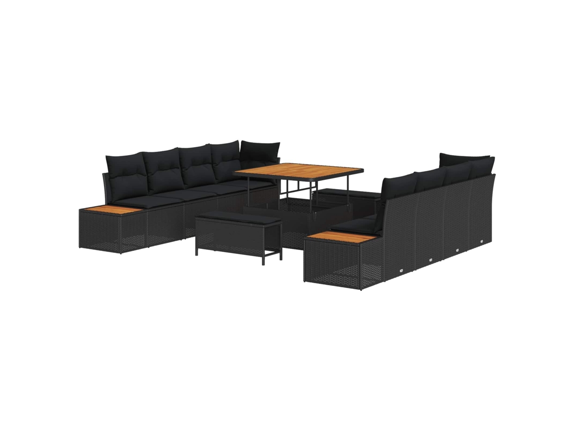 Maison Exclusive - Conjunto De Sofá De Jardim 11 Pcs Preto Vime Pe