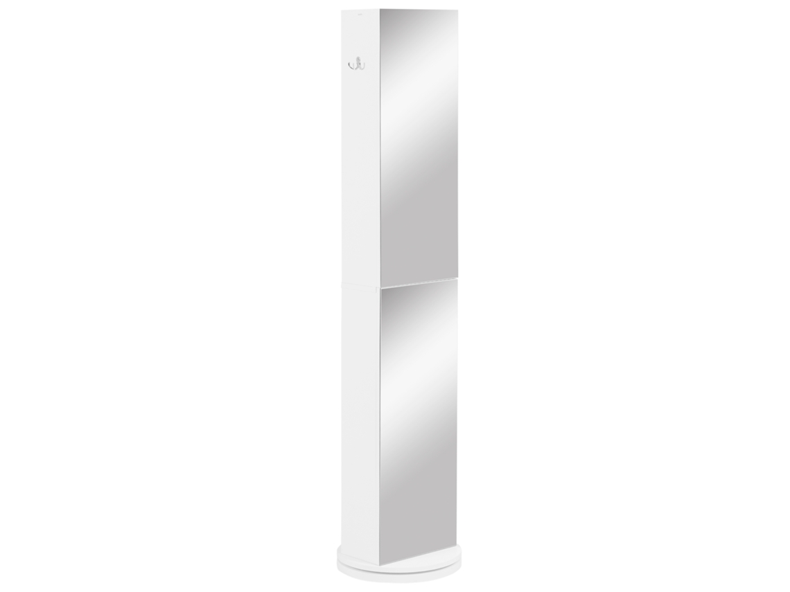 Armário de banheiro giratório com espelho, 6 prateleiras, 36x36x171 cm, branco CHEZMOI