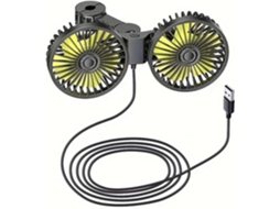 Ventilador De Carro Com Duas Cabeças – Usb, Turbo, Ajustável Em 360°