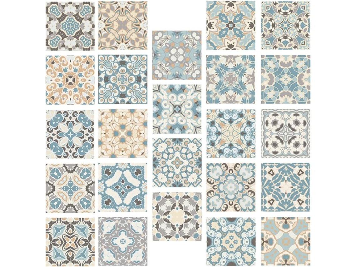 Conjunto 24 Adesivos Parede Pvc Estampa Azulejo Decorativos Resistentes Desgaste Ideais Decoração Quartos GOKOCO