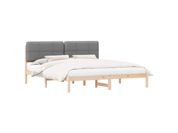 Estrutura de Cama com Cabeceira Estofada em Cinzento Claro MAISON EXCLUSIVE
