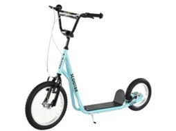 SCOOTER com rodas pneumáticas grandes, guidão ajustável, freio dianteiro e traseiro, cavalete, azul e preto S/MARCA