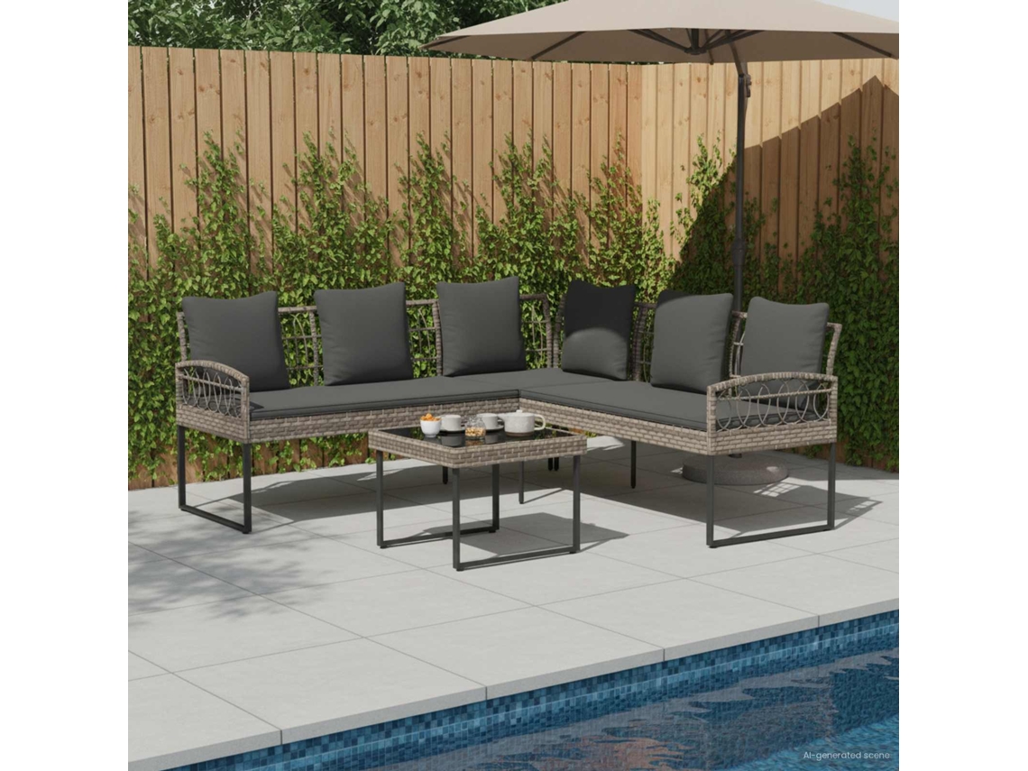 Vidaxl Conjunto De Sofá De Jardim 2 Unid. Cinzento