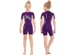 Mali traje de Mergulho Infantil Menina de Manga Curta com Zíper Quick Dry para Esportes Aquáticos