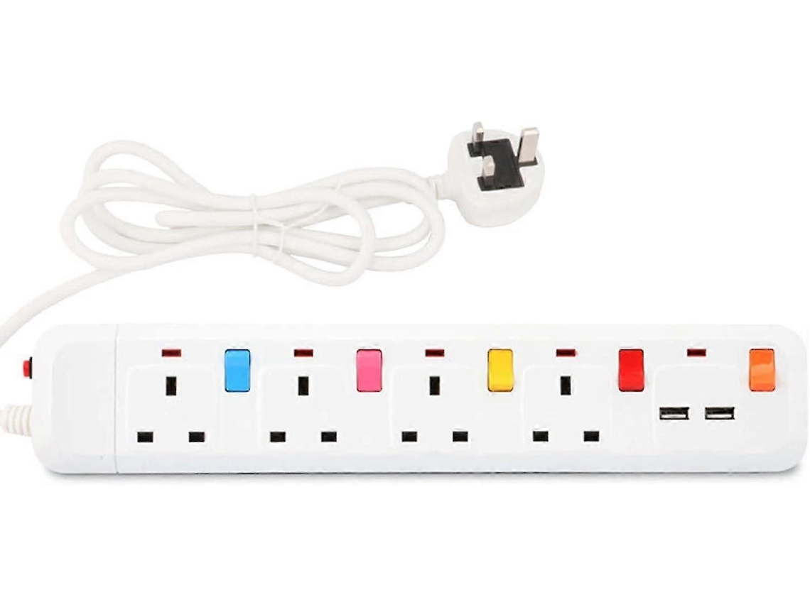 Extensão Elétrica Com Interruptores Individuais E 2 Portas Usb, Régua De Energia Com Indicador Led, 4 Tomadas Q36/yy Olysi Shop