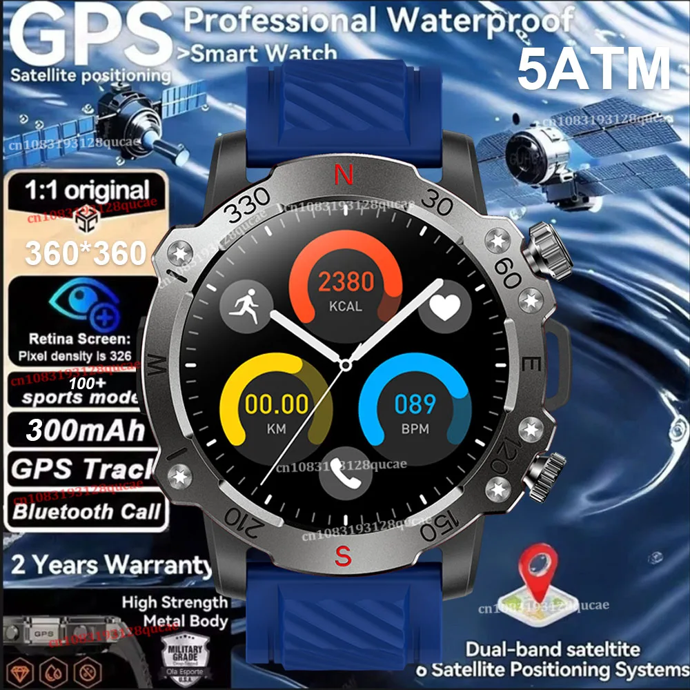 (azul) Smartwatch Gps, À Prova D'água, Com Gps Gnss De Dupla Frequência Integrado E Rastreamento De Movimento.