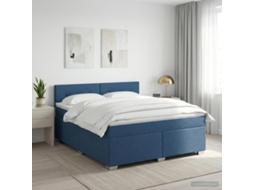 Vidaxl Cama Box Spring Com Colchão Azul 140 X 190 Cm Tecido