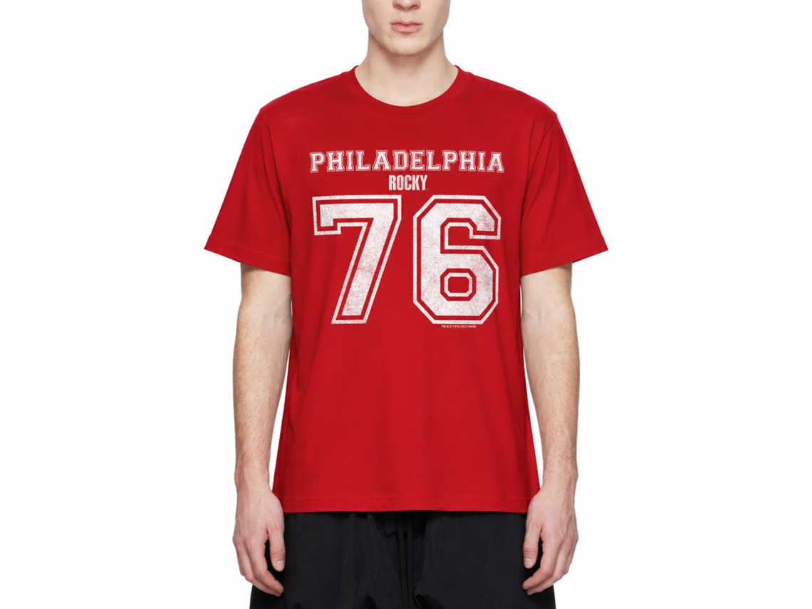 Rockinstone Rocky Movie Seventy Six Heather Red Adult T-shirt Size:l