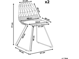 Conjunto 2 Cadeiras de Refeição Harlan (Prateado - Aço - 54x57x77 cm)