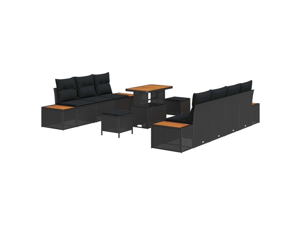 Maison Exclusive - Conjunto De Sofá De Jardim 10 Pcs Preto Rattan Sintético