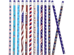 Conjunto De 48 Lápis Curtos Com Estampa Da Bandeira Americana Para Desenho E Escrita, Leves E Duráveis,