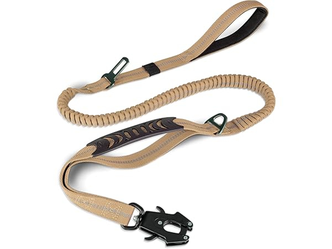 Trela Elástica Tática, 1,2 M 1,8 Refletora, com 2 Punhos Acolchoados, Adequada para Cães de Tamanho Médio a Grande, Ergonômica, Uso STELASPLEN