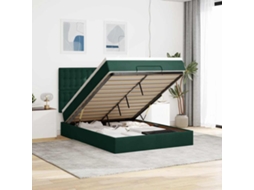 Vidaxl Estrutura Cama Otomana Colchões 140x190 Cm Veludo Verde Escuro