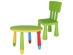 Mesa Infantil WELLHOME Redonda Ø70X48Cm e Cadeira Correspondente 38X35X67Cm em Verde