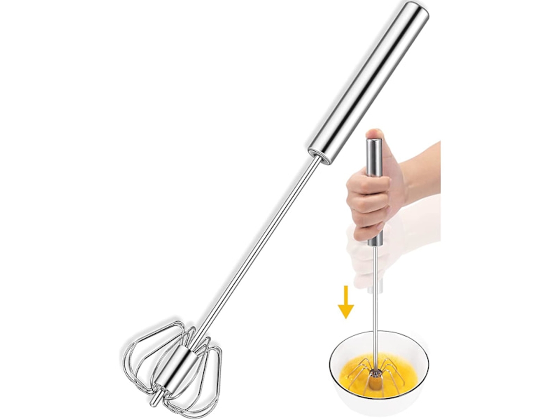 Batedor Manual Semiautomático Para Ovos, 30 Cm, Em Aço Inoxidável, Para Uso Doméstico. Ideal Bater, Misturar E Bater Ovos