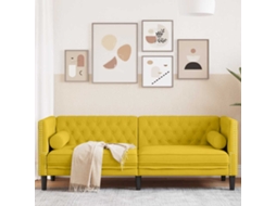 Vidaxl Sofá Chesterfield Com Rolos 3 Lugares Veludo Amarelo