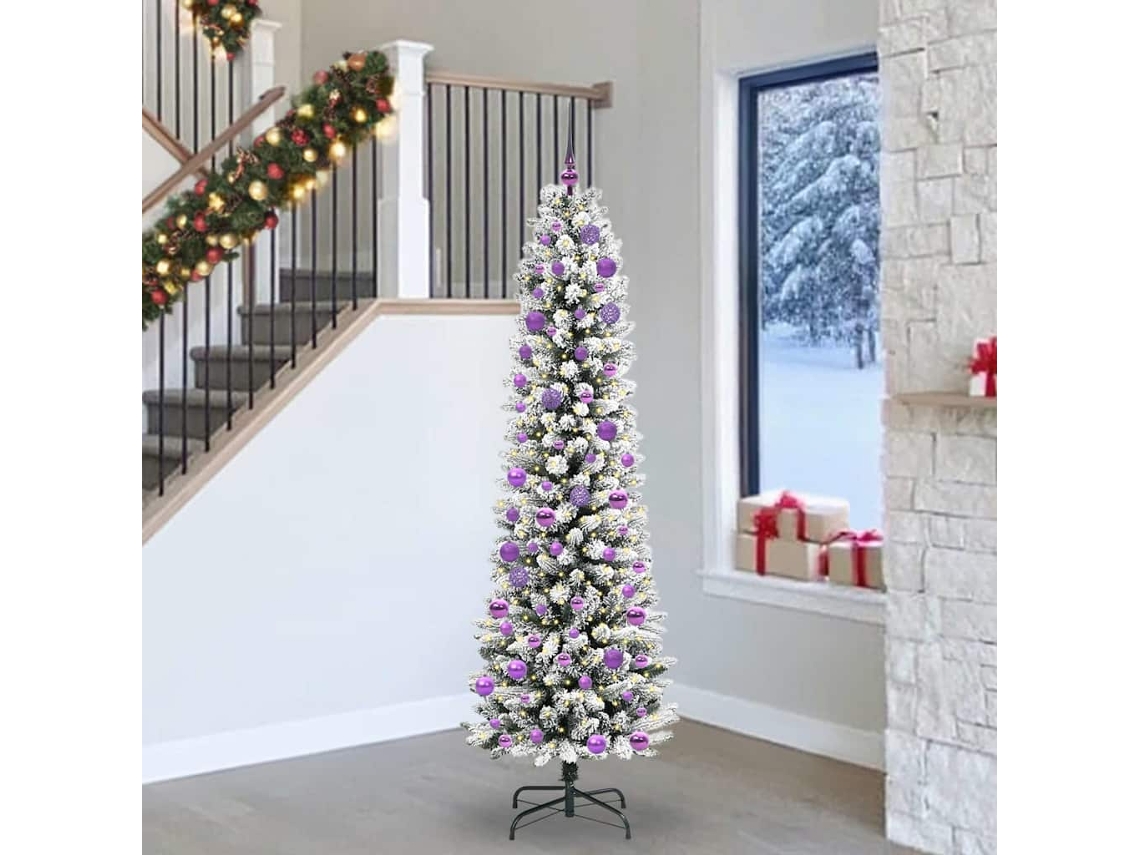 Vidaxl Árvore De Natal Artificial Branco 240 Cm Pvc, Metal E Plástico