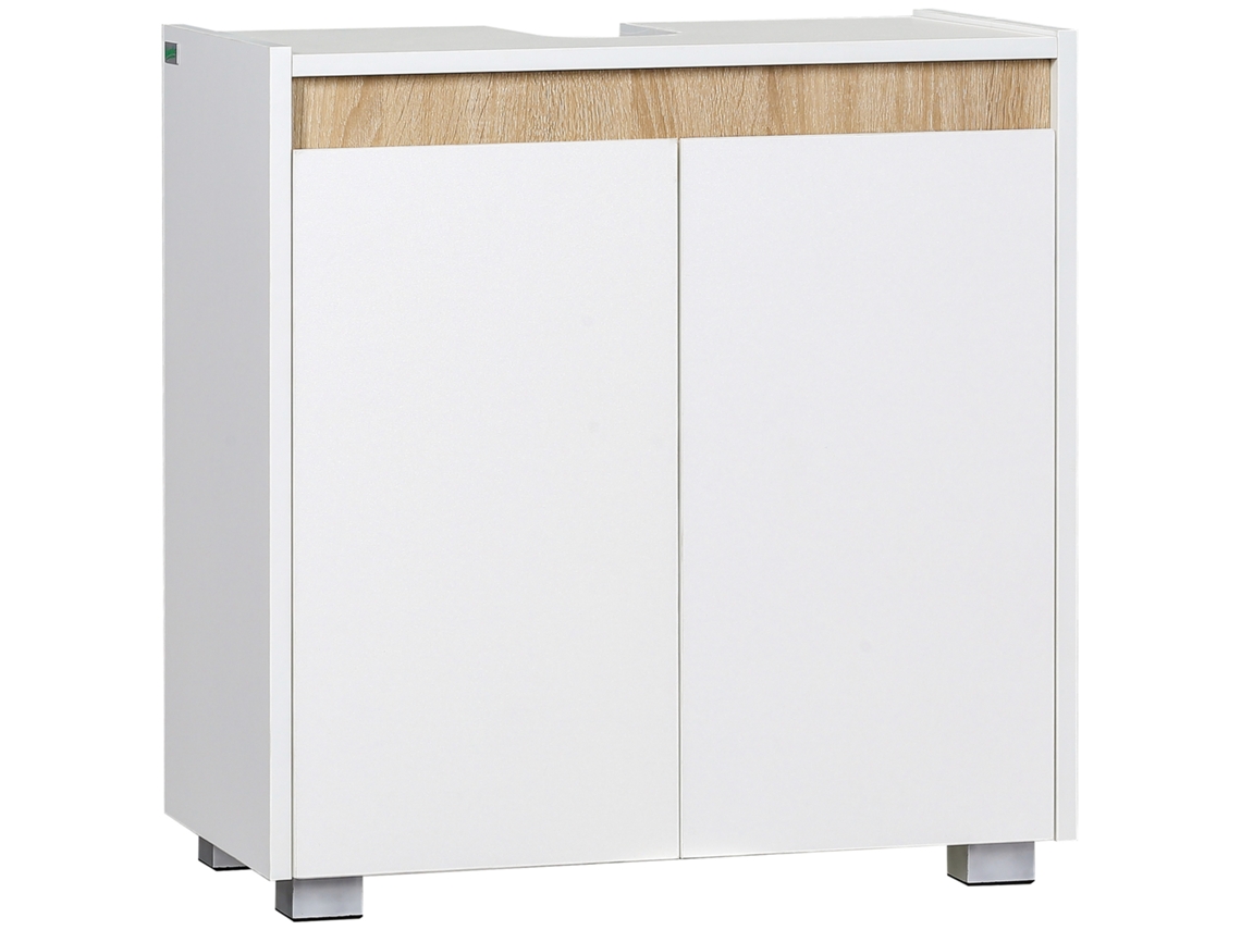 Móvel para lavatório com portas e armazenamento interno, 57x33x60cm Branco | S/MARCA