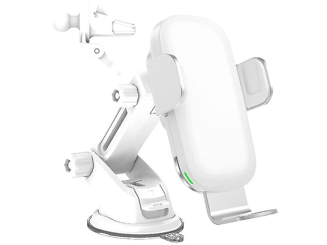 Carregador Carro Sem Qi Car Fast Charging Auto Clamping Ventosa Windshield para Apple RADIODDITY Branco