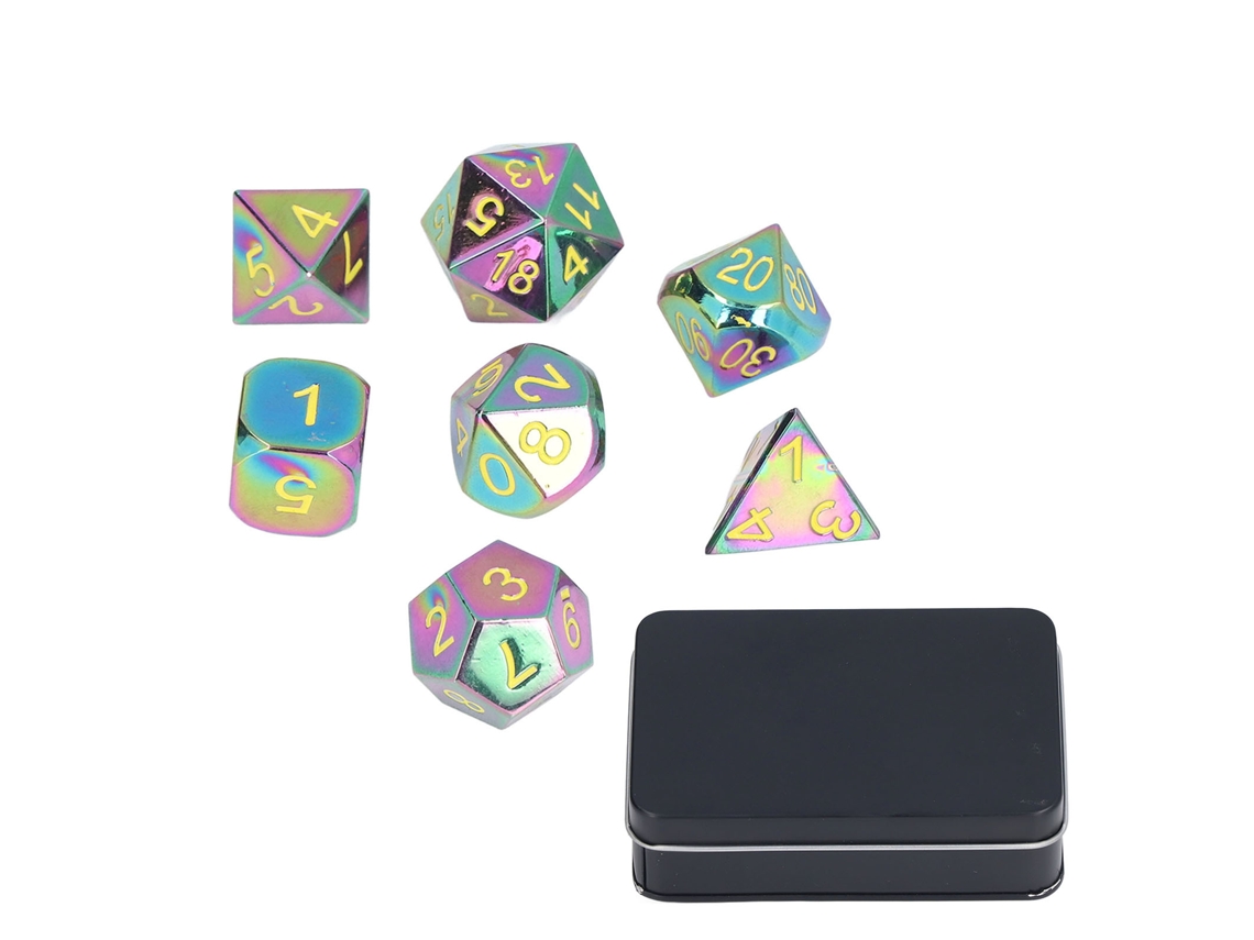 Ats set de 7 Dados de Metal Electrolítico Poliedricos com Números Claros para Jogos de Rol Colecionáveis Presente para Adolescentes Família Amigos
